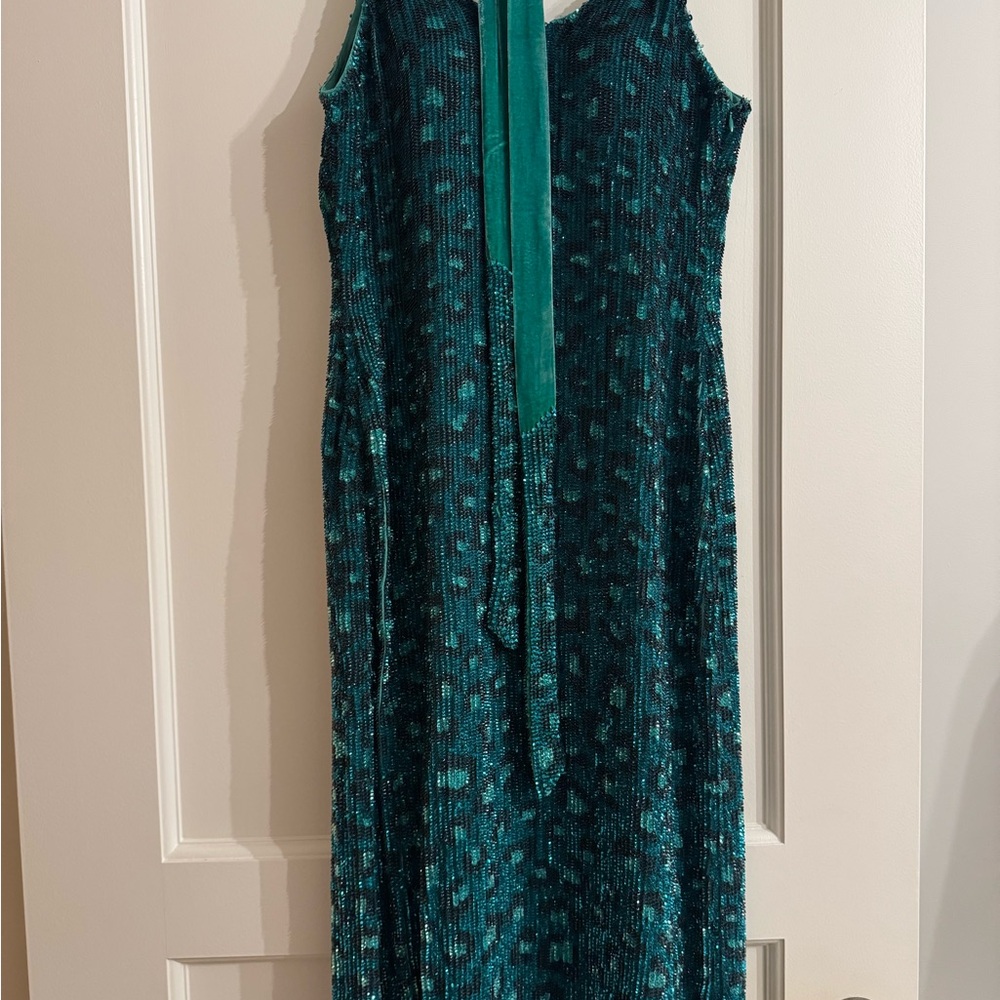 Retrofete Teal Textured Midi Dress